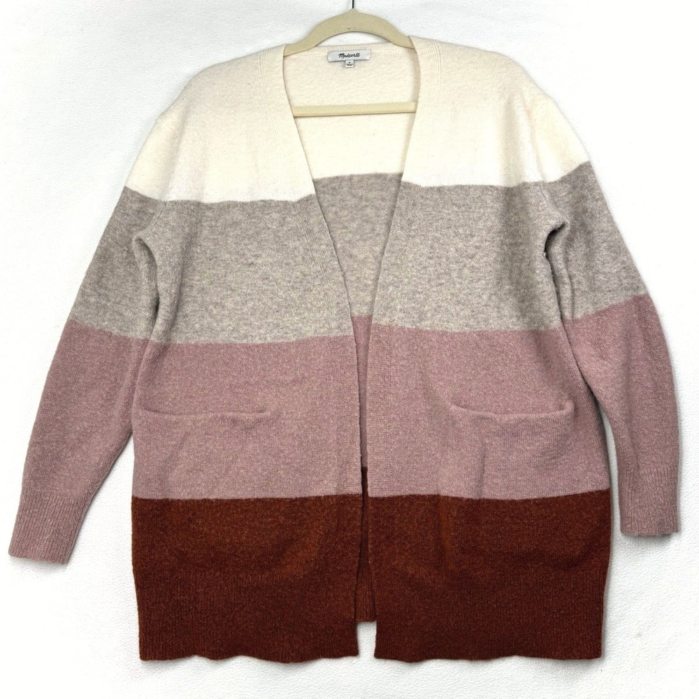 Madewell Kent Cardigan Women S Multicolor Colorblock Merino Alpaca Wool Sweater